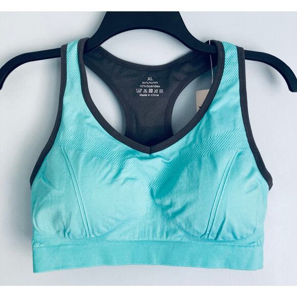 Baomosi Sports Bra XL NWT Turquoise and Gray - Picture 1 of 5